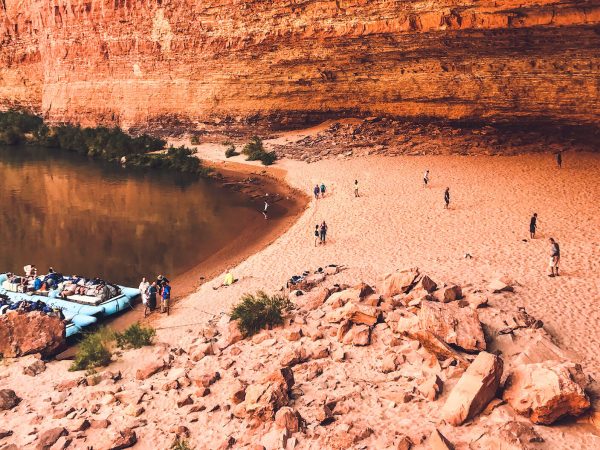 a canyon with a body of water